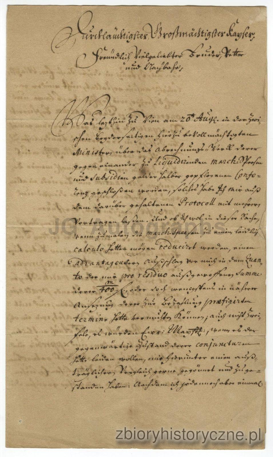 List kr&oacute;la Augusta II Mocnego z 1710 r. / 0