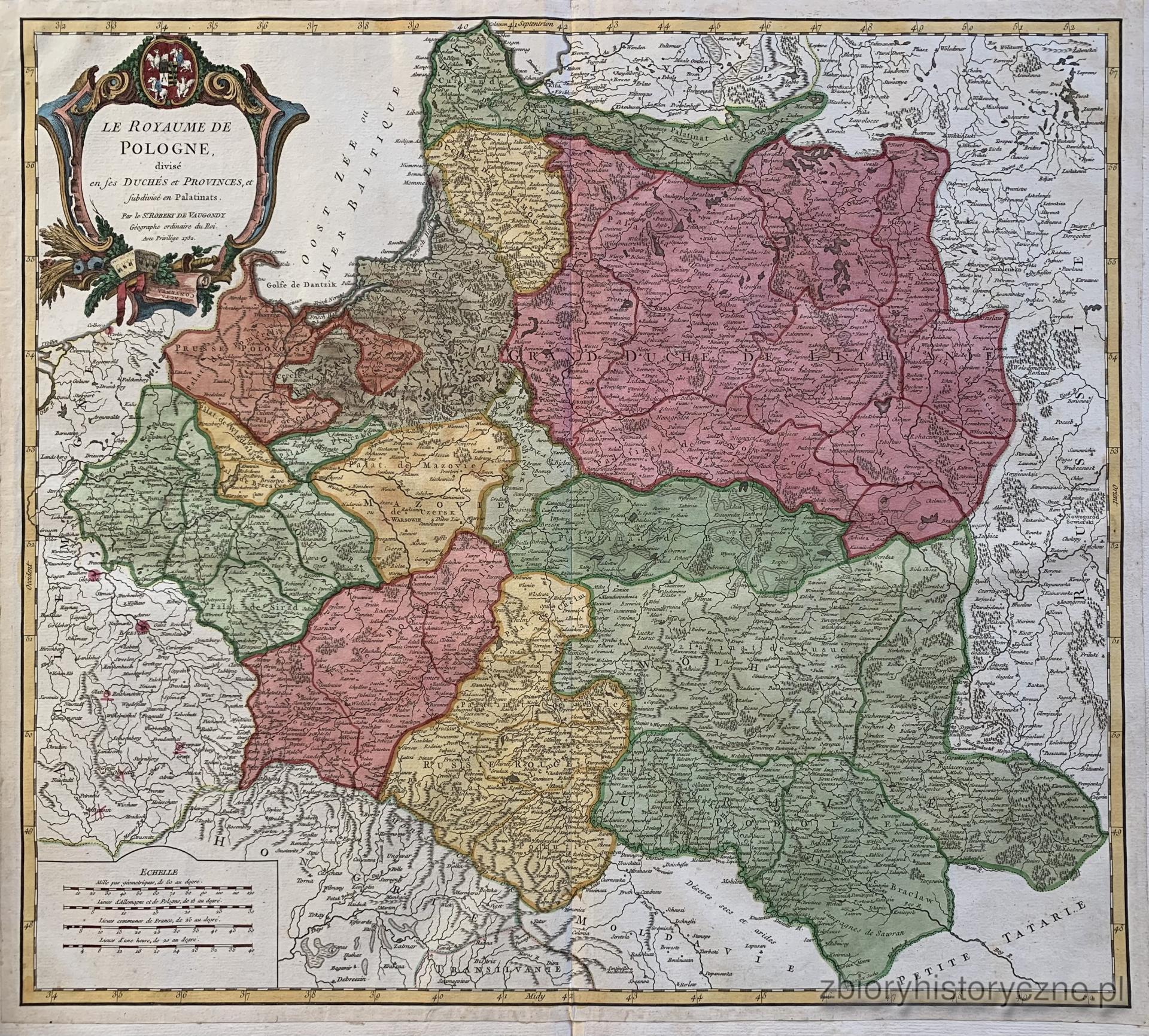Kr&oacute;lestwo Polskie, Vaugondy, 1752 r. / 0