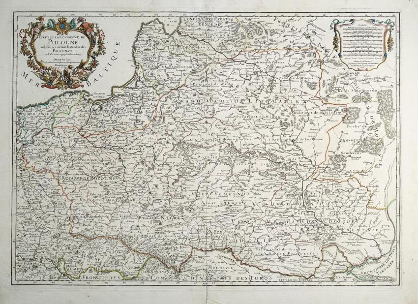 Mapa Kr&oacute;lestwa Polskiego, Sansons, 1710 r.